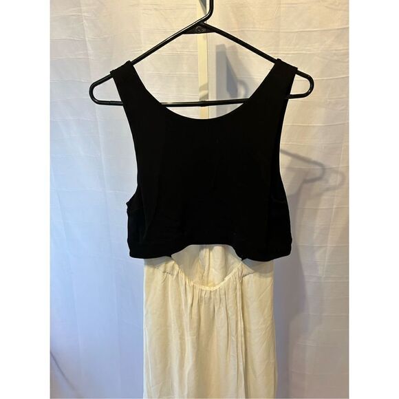 ALC Dip Dye Cutout Midi Dress Black Off White 2014 Large Sleeveless Silk - Picture 2 of 13